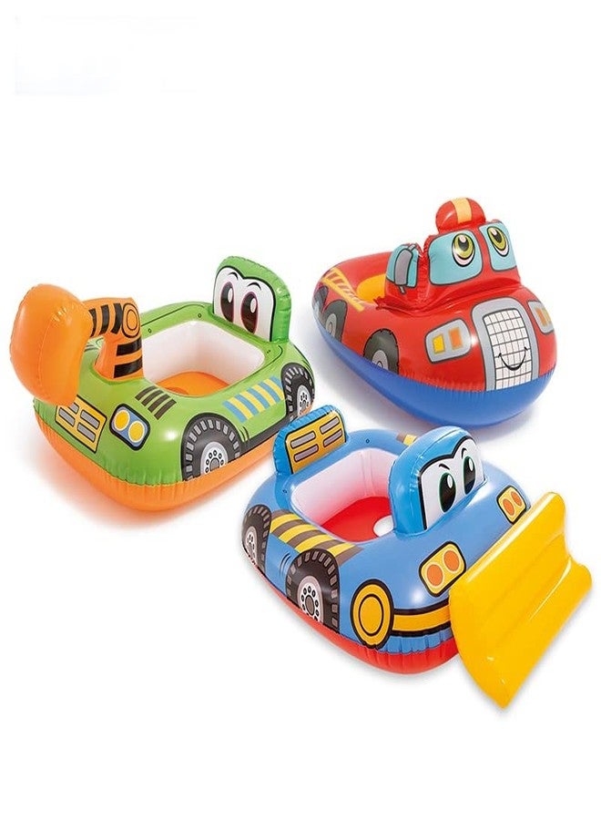 STACKRAID Vehicle Fire Engine Shape Sit Pool Float Tube Boat Beach Water Swimming Pool Tube Inflatable Kiddie Swim Water Ring Swimming Tube Ring for Kids (JCB Swim Ring) - Image 5